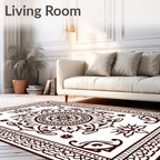 Brown Oriental Medallion Floral Border Rug