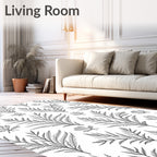 Minimalist Black Fern Leaf Arrangement Rug