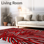 Bold Red Abstract Wavy Stripe Rug