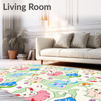 Whimsical Pink Bunny Cream Swirl Rug