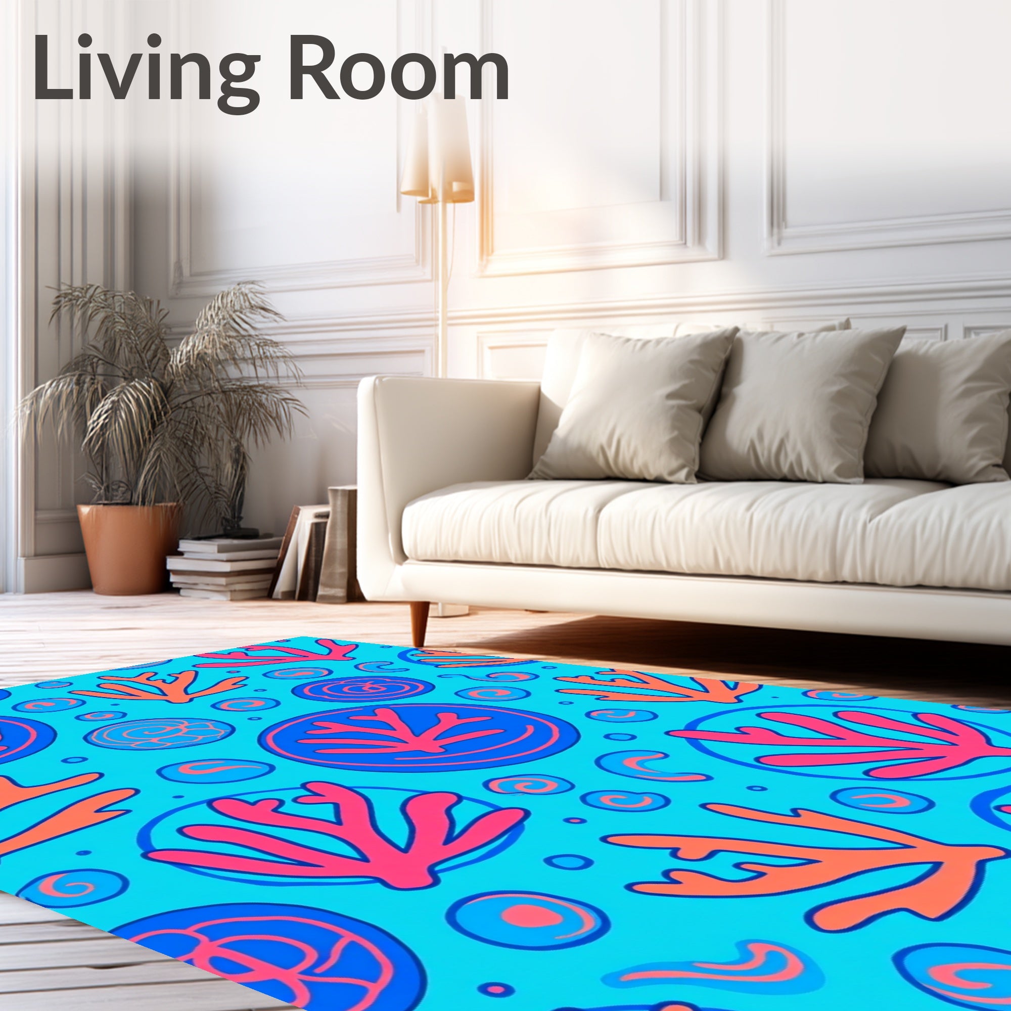 Oceanic Coral Circles and Shells Rug