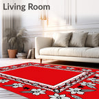 Charming Red Floral Border Rug