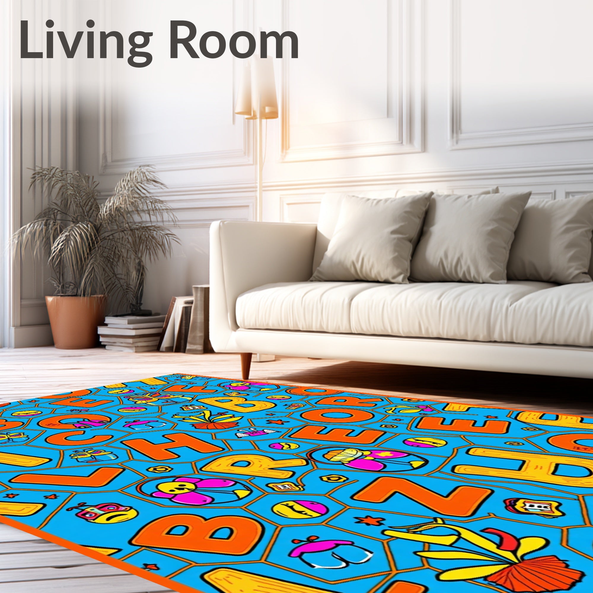 Whimsical Alphabet Character Collage Rug