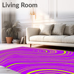 Vivid Purple Lime Swirl Lines Rug