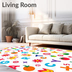 Alphabet Garden Whimsical Toy Collage Rug