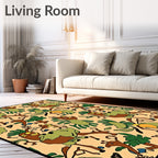 Whimsical Brown Giraffe Tropical Foliage Rug