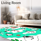 Whimsical Penguin Village Ice Floe Rug