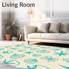Teal Seashell Starfish All Over Rug