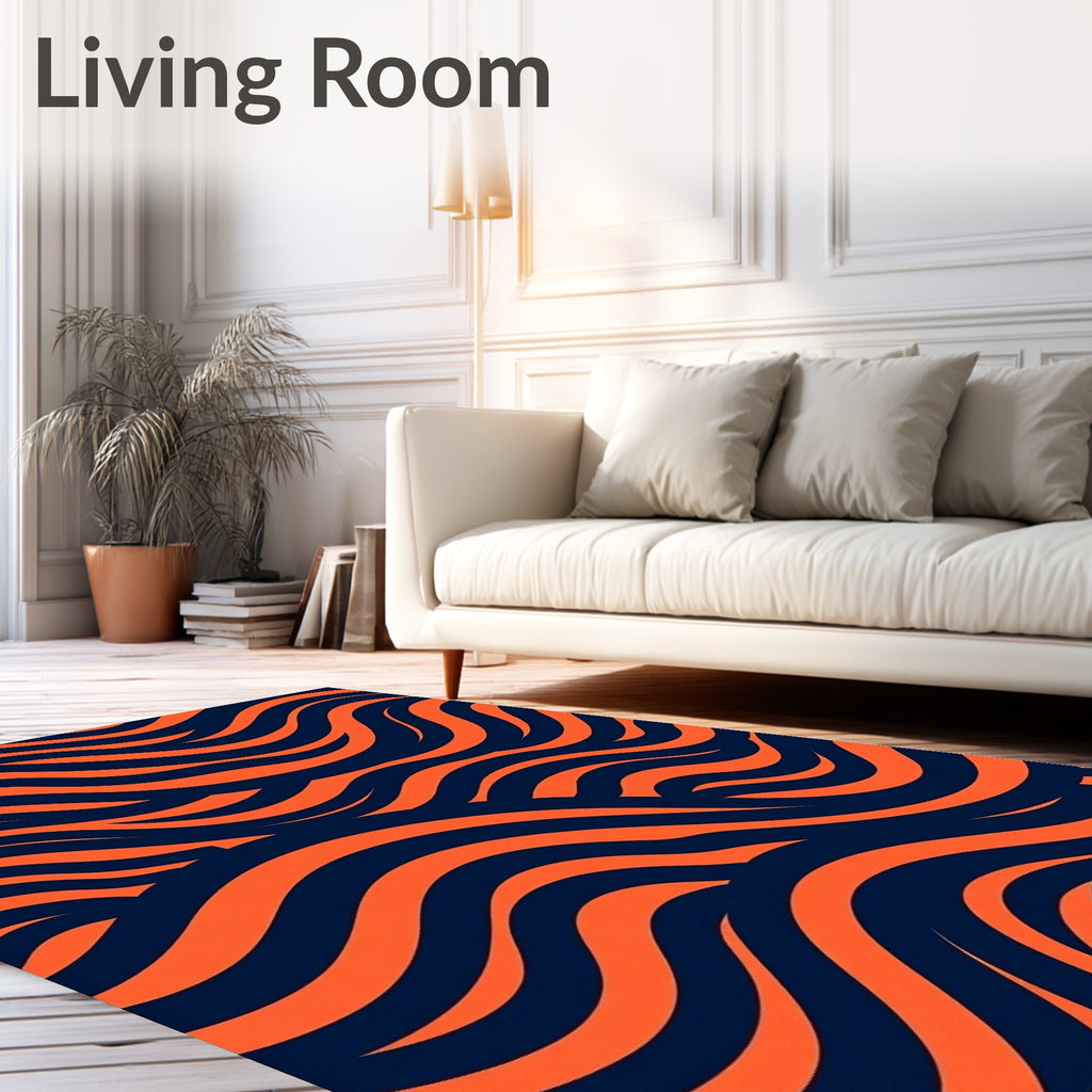 Bold Orange Wave Abstract Rug