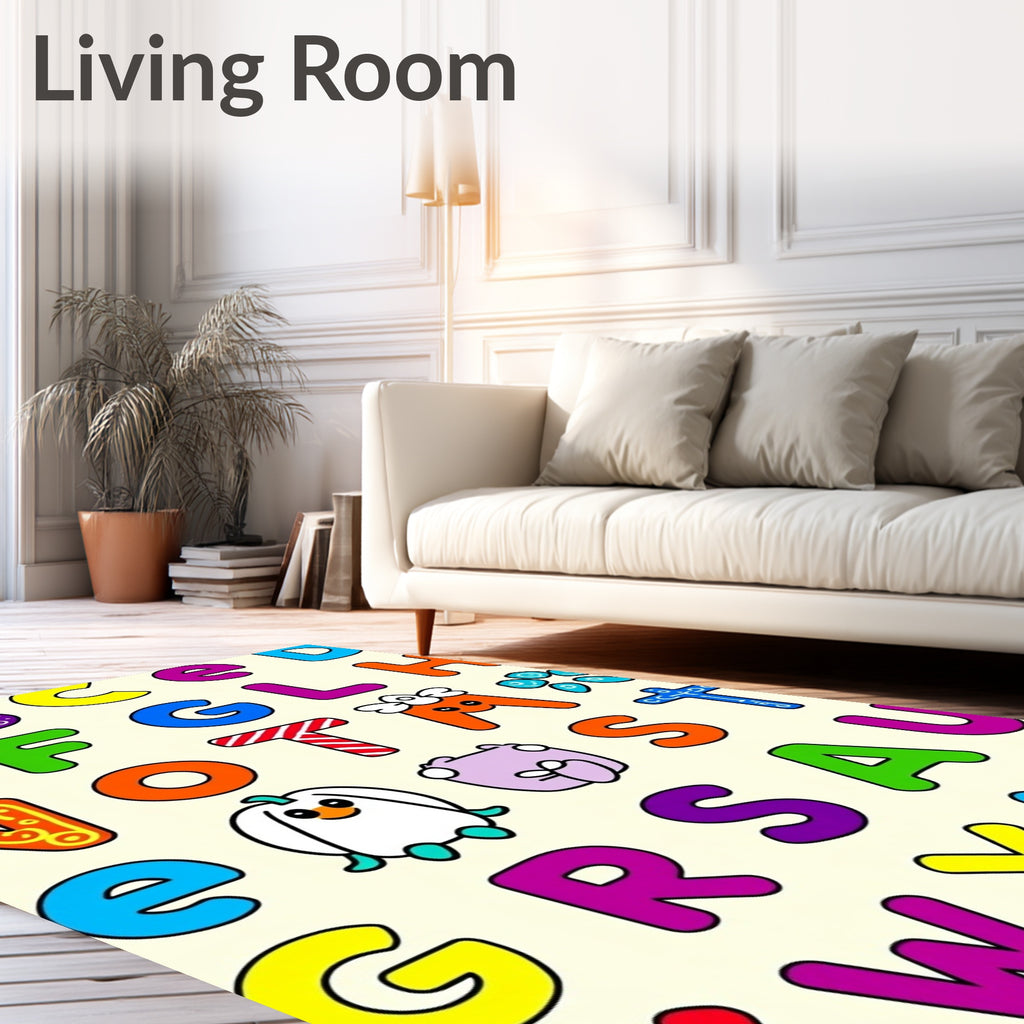 Alphabet Letters Whimsical Characters Rug