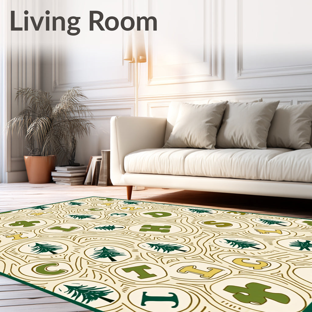 Woodland Nature Letters Whimsical Repeat Rug