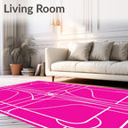 Bright Pink Geometric Abstract Lines Rug