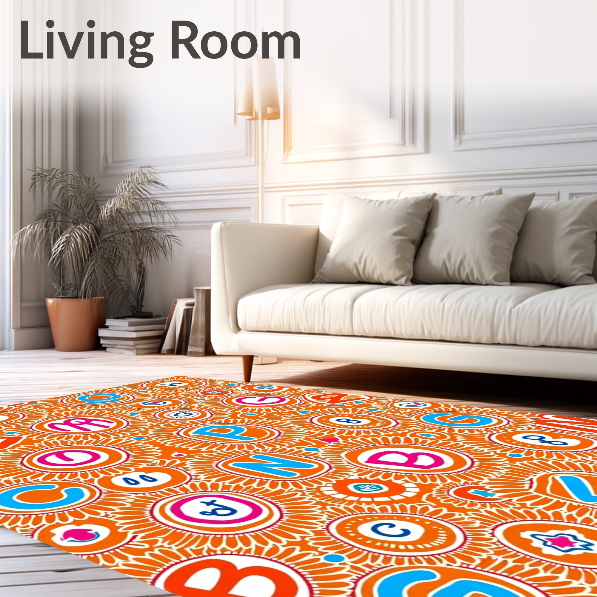 Orange Sunflower Alphabet Explosion Rug