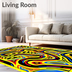 Bold Yellow Checkerboard Flow Rug