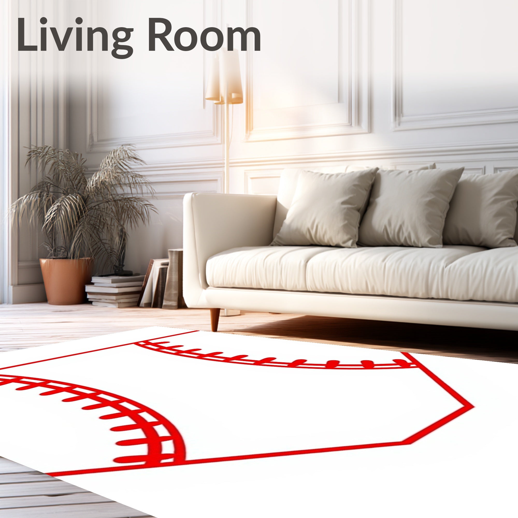 Crimson Red Baseball Stitch Rug