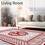 Crimson Crested Emblem Border Rug