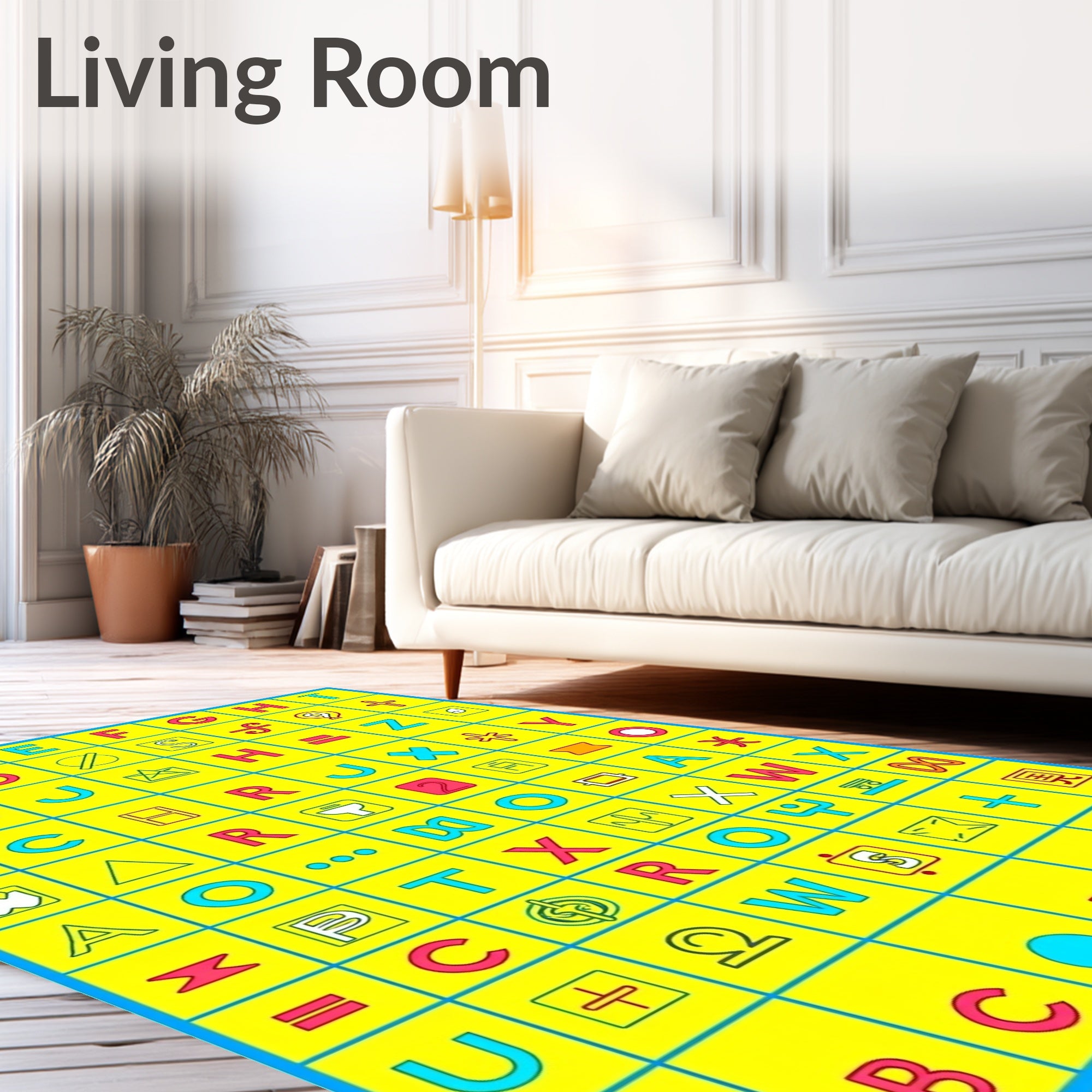 Vibrant Alphabet Grid Graphic Rug