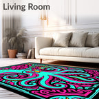 Vibrant Aqua Octopus Swirls Rug