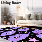 Kawaii Purple Clouds Rainbow Moon Rug