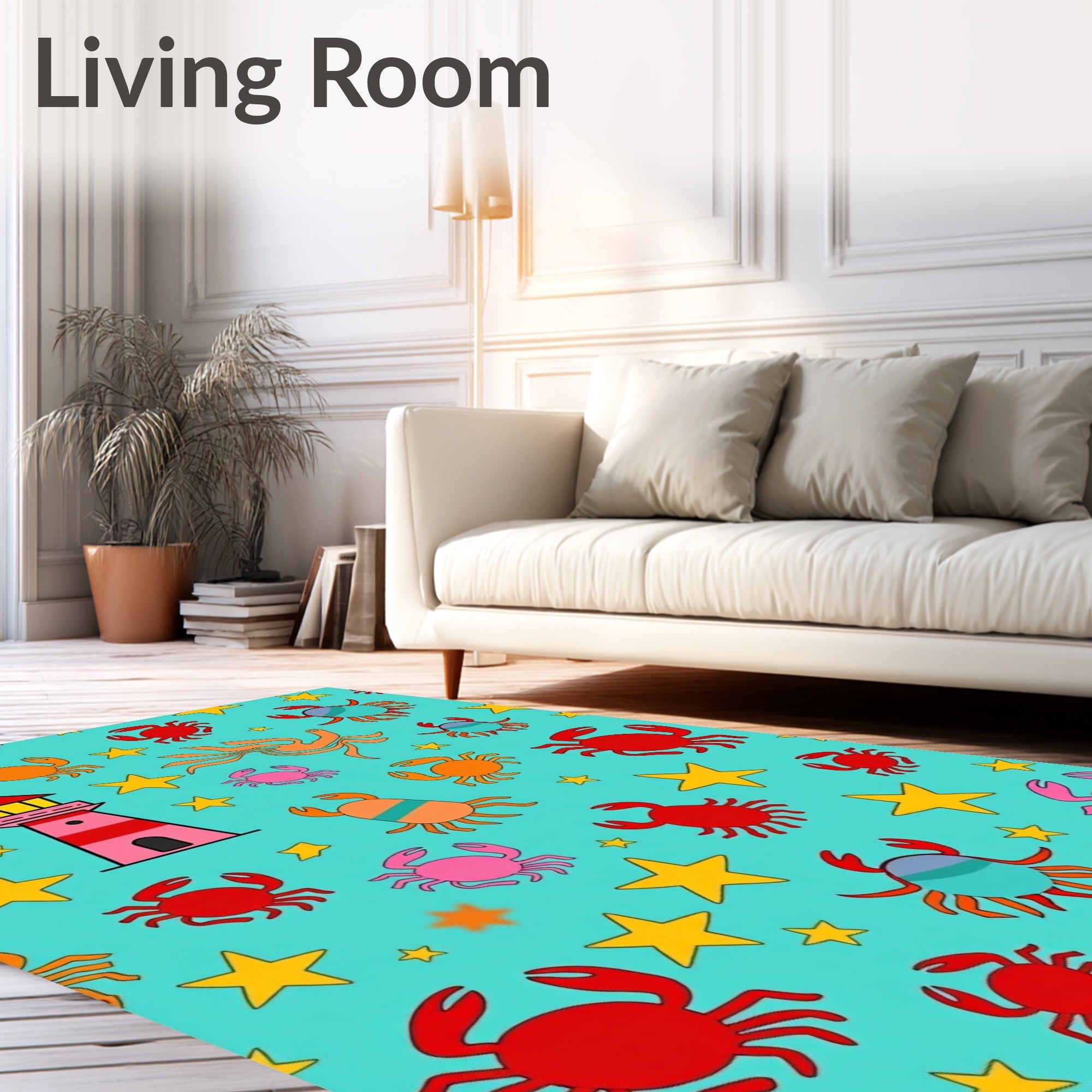 Coastal Crab Lighthouse Star Medley Rug