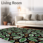 Tropical Green Leaves Autumn Bloom Rug
