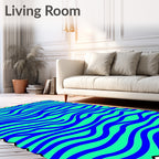 Aqua Blue Wavy Stripes Rug