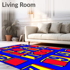 Vibrant Red Yellow Number Collage Rug