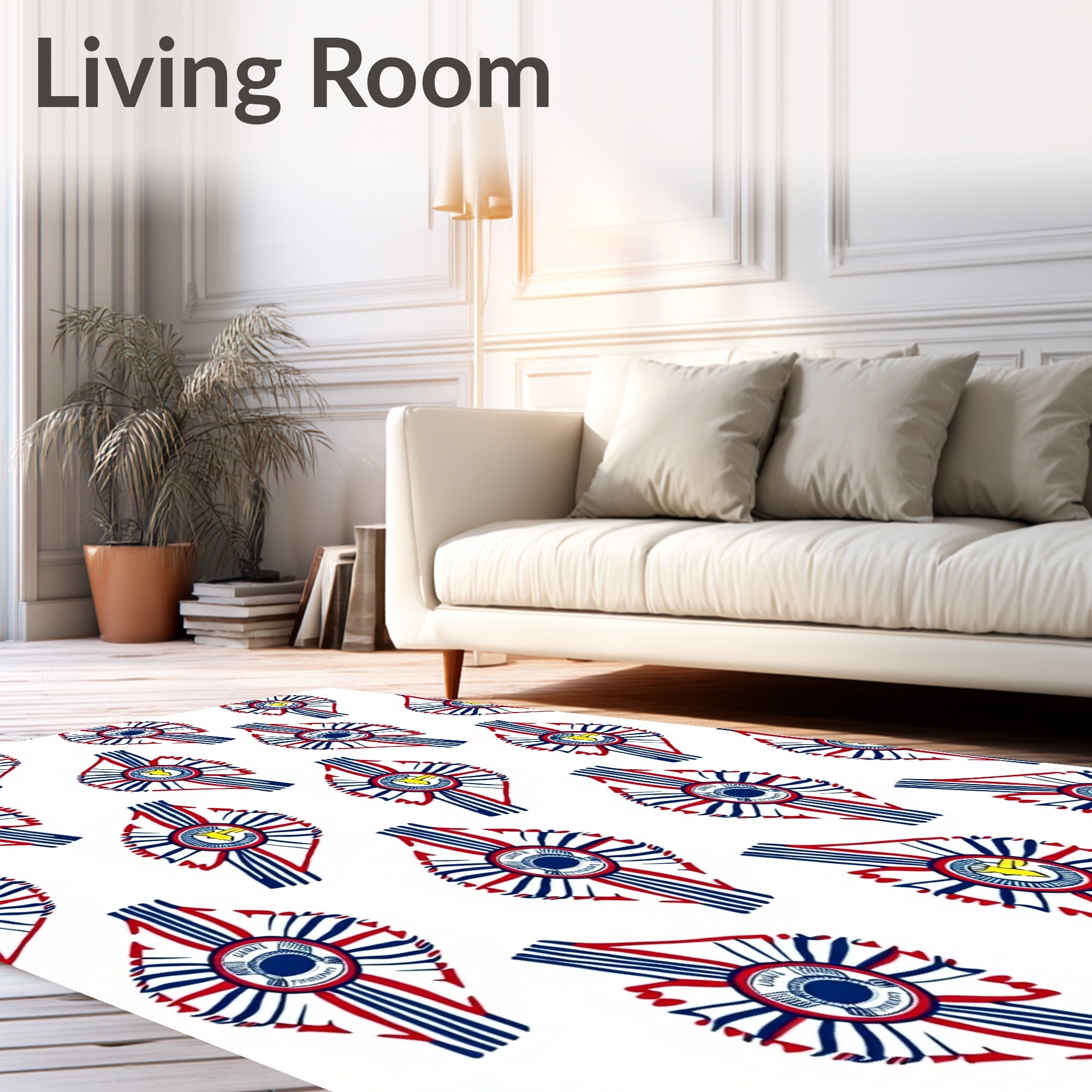 Red Blue White Award Ribbons Rug
