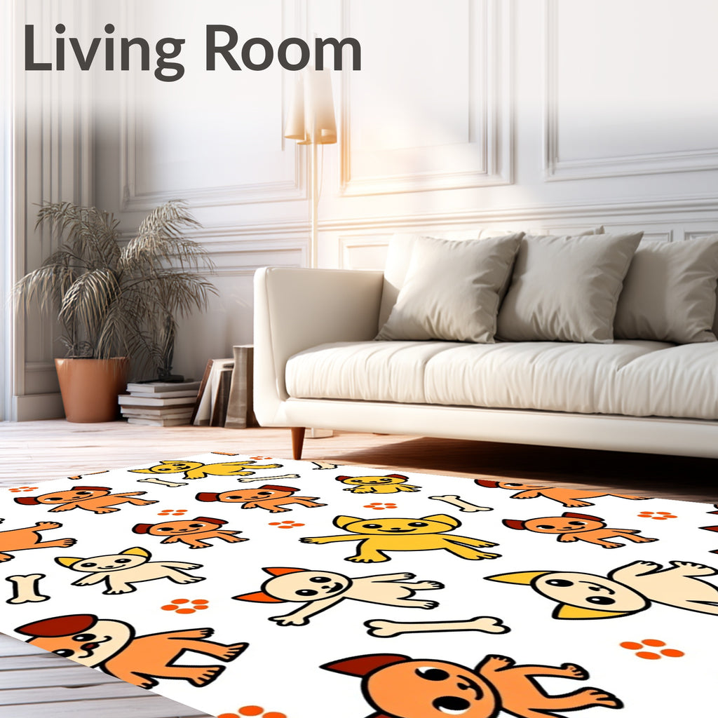 Whimsical Puppy Bone Playful Collage Rug