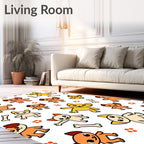 Whimsical Puppy Bone Playful Collage Rug