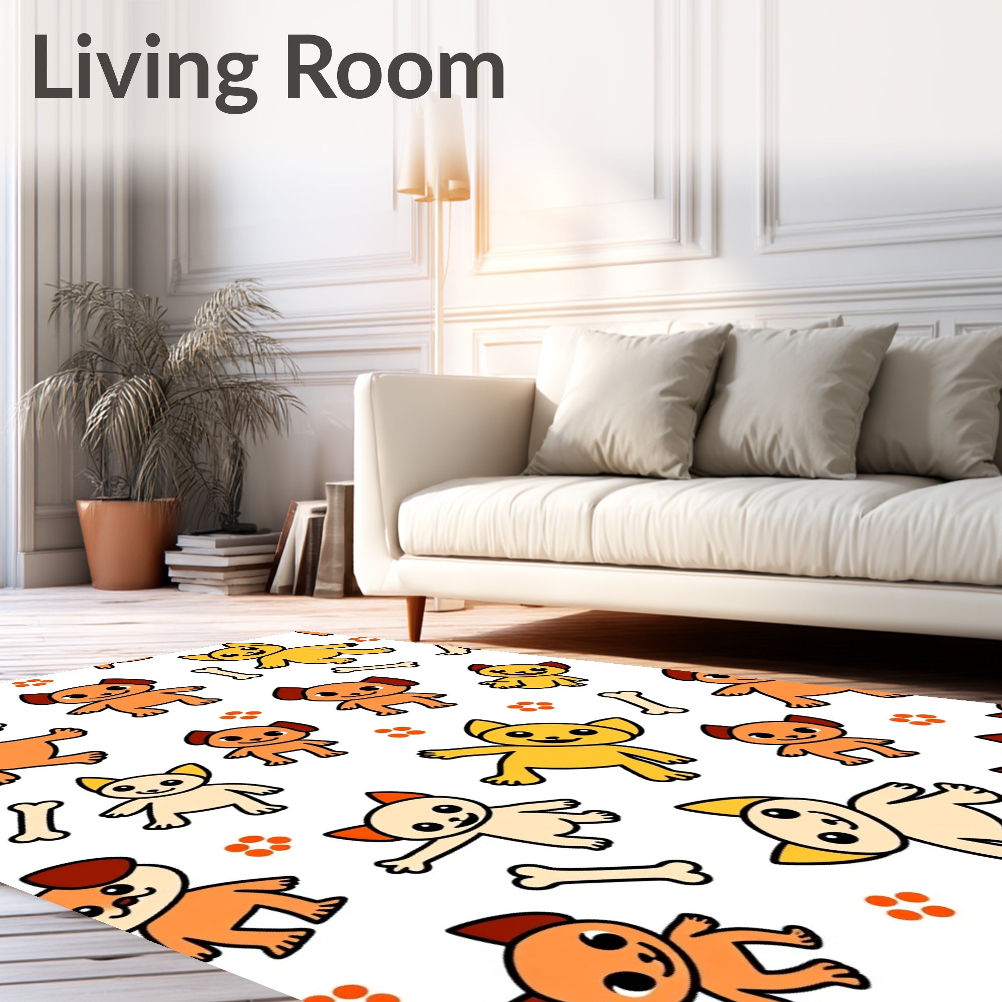 Whimsical Puppy Bone Playful Collage Rug