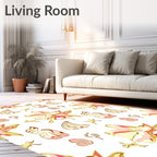 Blush Pink Yellow Floral Whimsical Art Rug