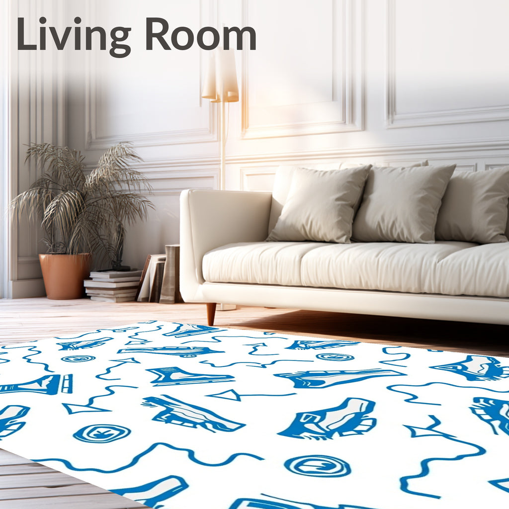 Dynamic Blue Skate Shoe Collage Rug
