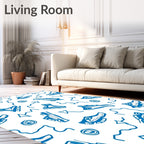 Dynamic Blue Skate Shoe Collage Rug