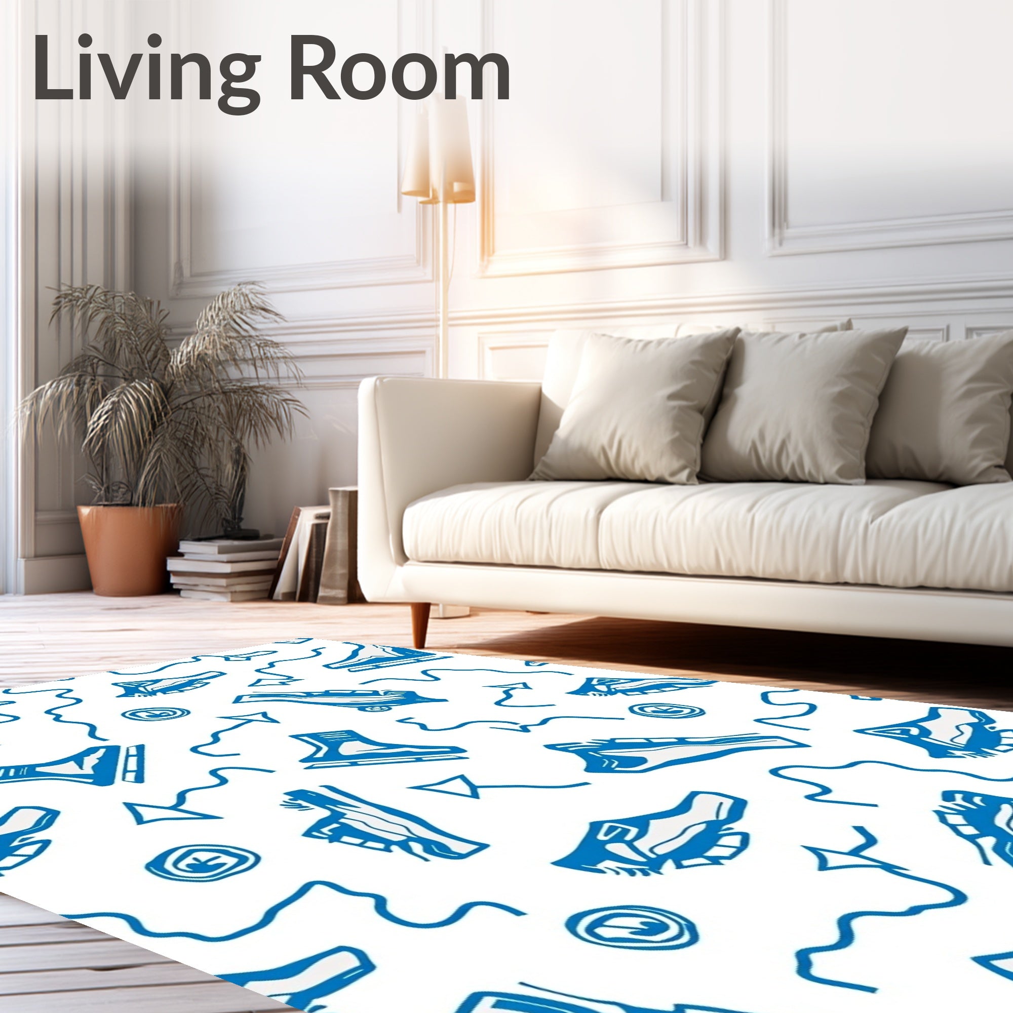 Dynamic Blue Skate Shoe Collage Rug
