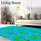 Lively Green Tropical Leafy Foliage Rug
