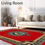 Crimson Teal Gold Fan Medallion Rug