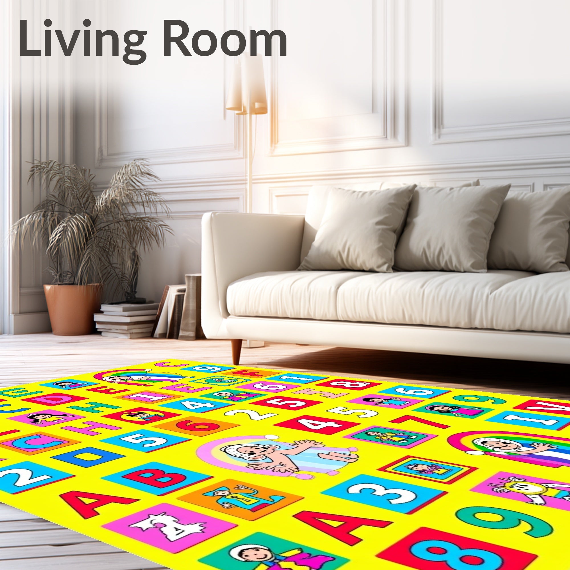 Colorful Alphabet Numbers Playful Kids Rug