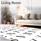 Alphabetical White Black Collage Rug