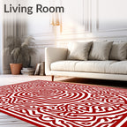 Crimson Labyrinthic Square Medallion Rug