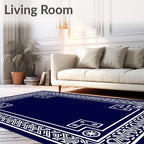 Navy White Geometric Celtic Border Rug