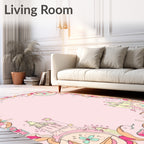 Whimsical Pastel Castle Garden Frame Rug