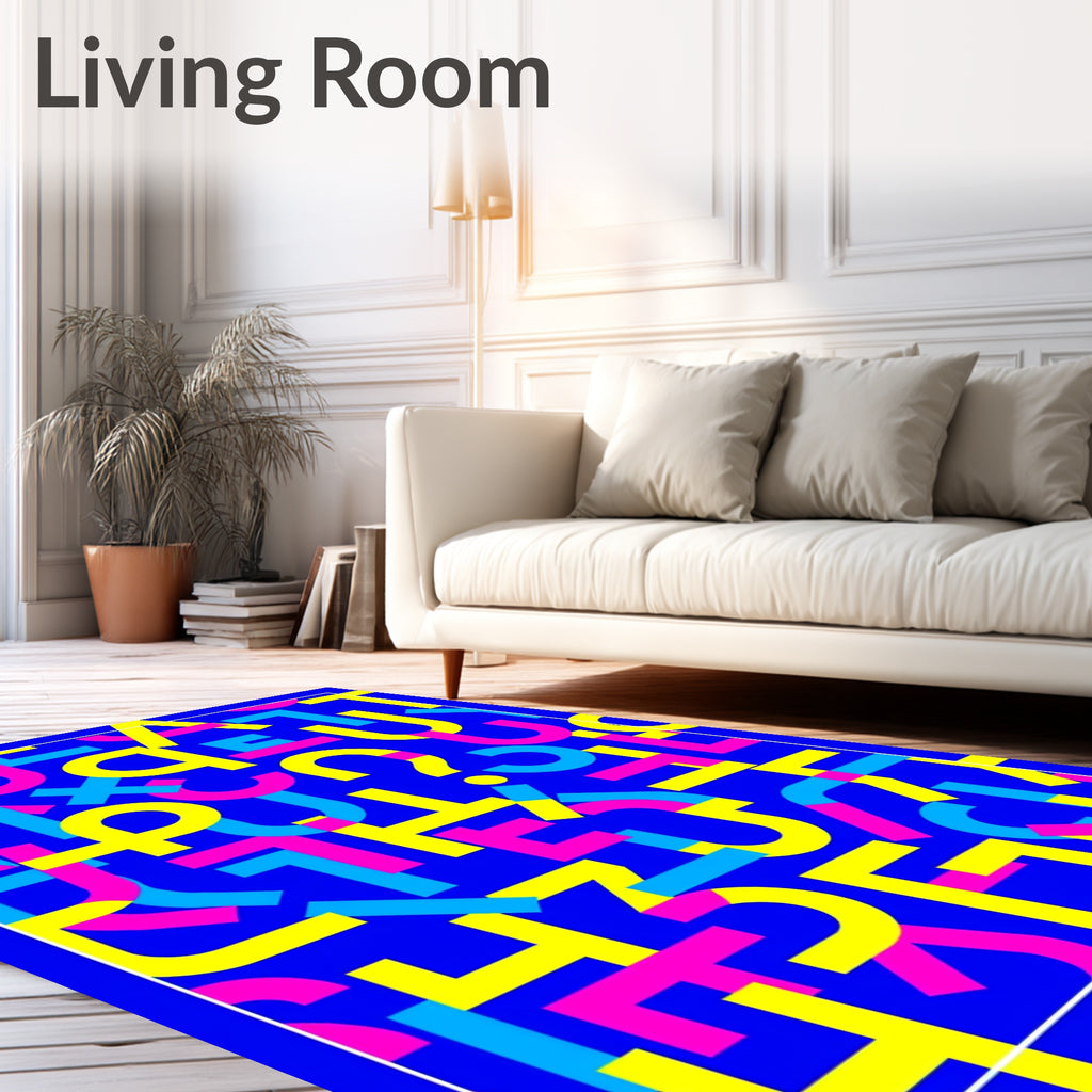Bold Magenta Yellow Alphabet Clash Rug