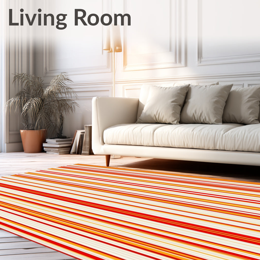 Vibrant Orange Red Stripe Collection Rug