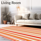 Vibrant Orange Red Stripe Collection Rug