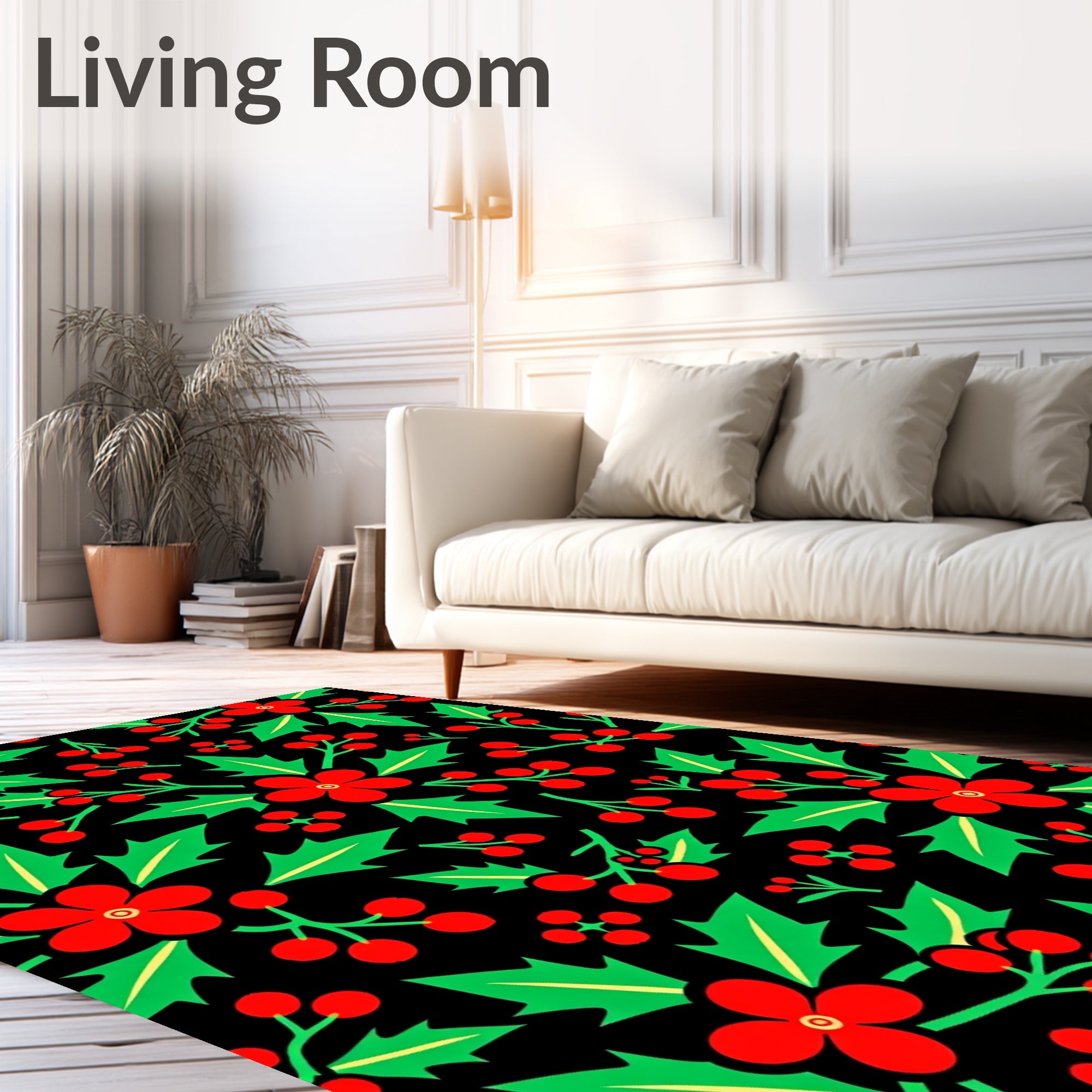 Scarlet Red Holly Berry Garland Rug