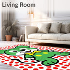 Green Mouse Yellow Bow Red Dots Rug