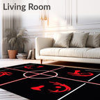 Bold Black Red Abstract Figures Rug