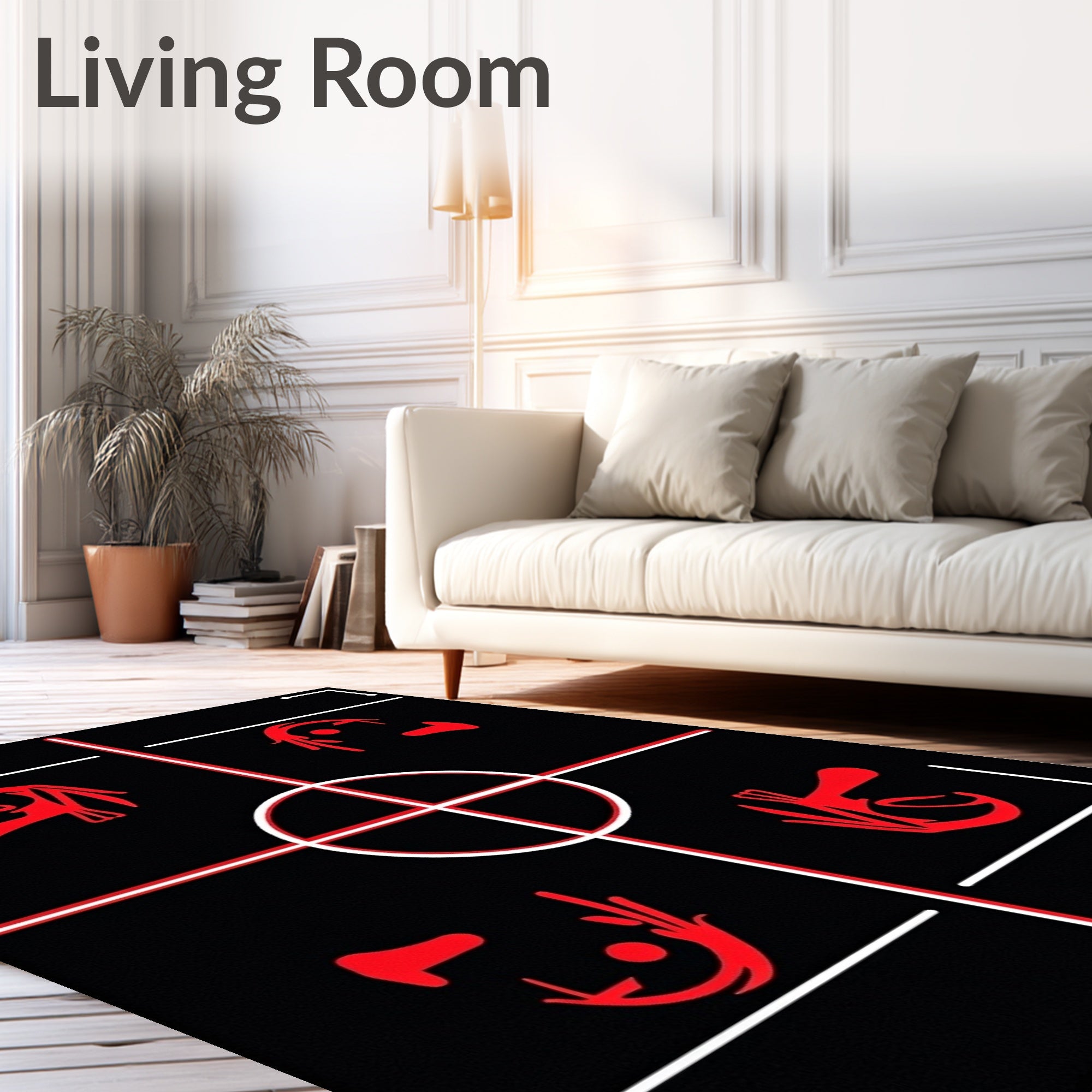 Bold Black Red Abstract Figures Rug