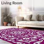 Rich Plum Floral Mandala Arrangement Rug